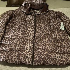 Faded Glory Leopard Print Puffer Jacket